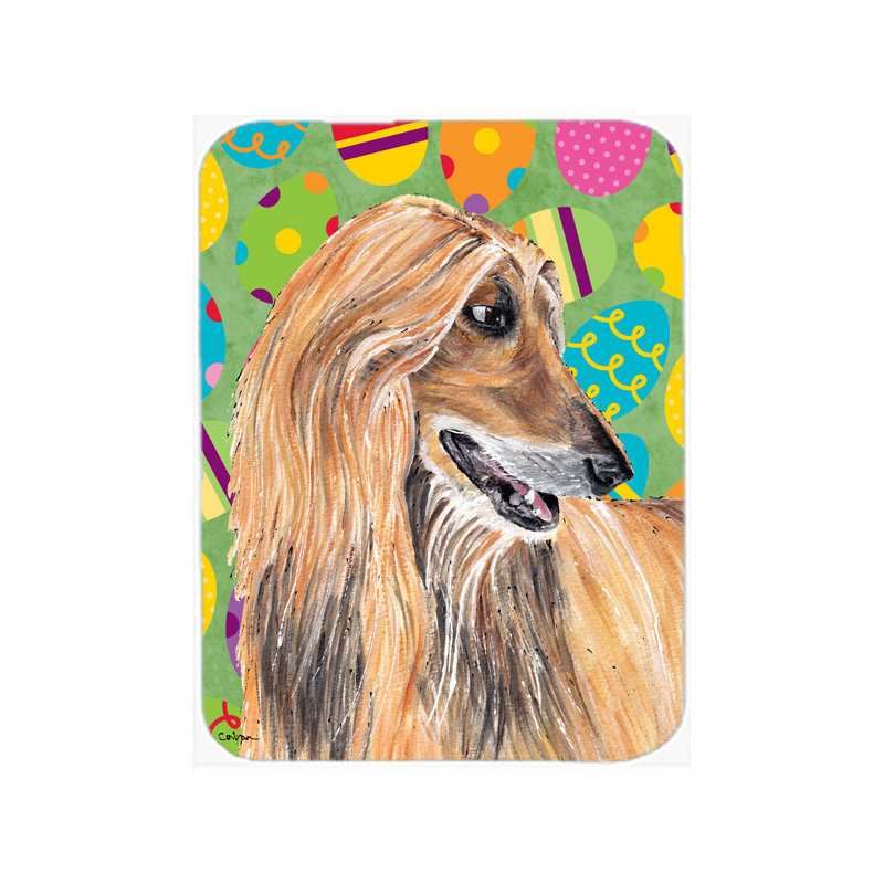 Planche à découper en verre eggstravaganza de pâques east urban home afghan hound