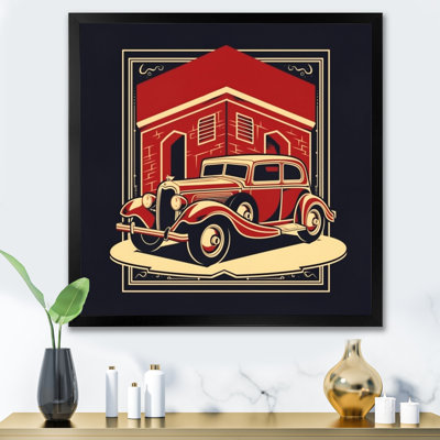 «Red and Black Reflections Of Retro Cars», reproduction d'art sur toile rétro