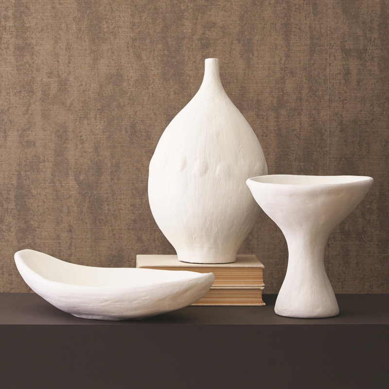 Modernist Low Bowl-White Plaster