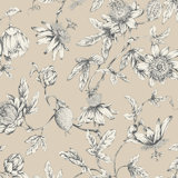 Passion Flower Toile Floral Wallpaper Roll