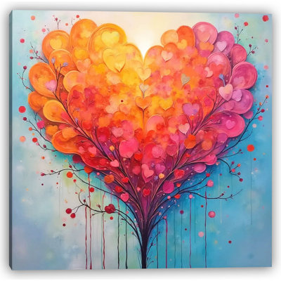 Tree of Love – Heart-Shaped Bloom Canvas Print