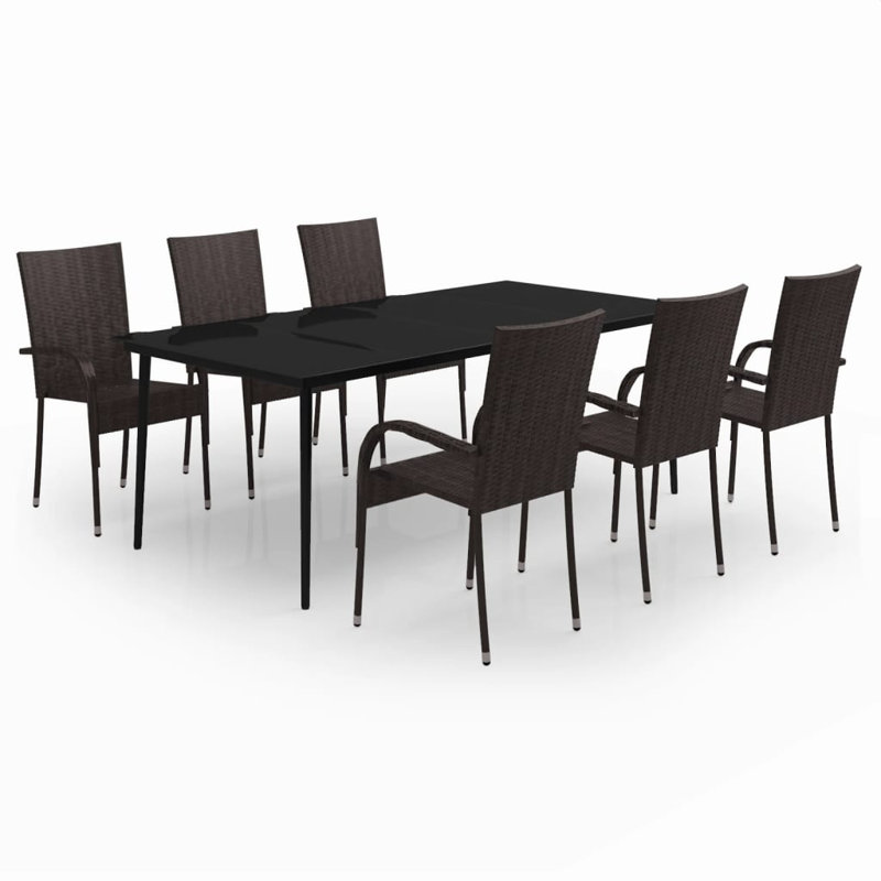 Rectangular 6 - Person Dining Set, Brown