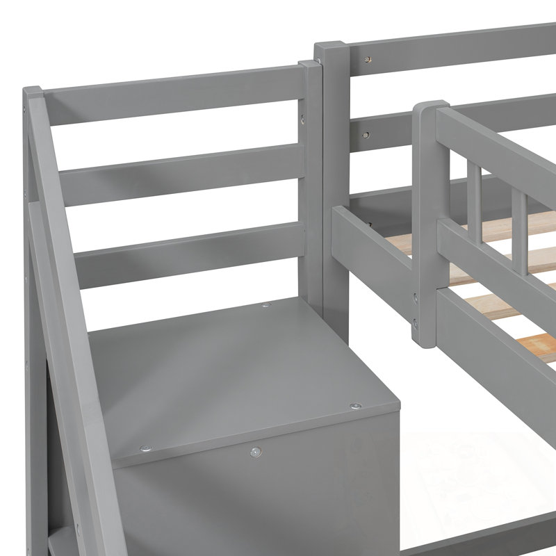Lit mezzanine simple avec deux commodes, Gris