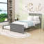 Lit plateforme simple en bois avec lit gigogne simple et tête de lit-61976004