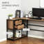 Bureau d'ordinateur en L avec tablettes de rangement, 2 Dawers et structure en acier industriel, noir / brun