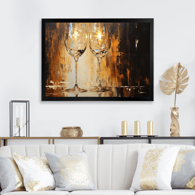 Gold And White Champagne Glass Bubbles - Champagne Wall Art