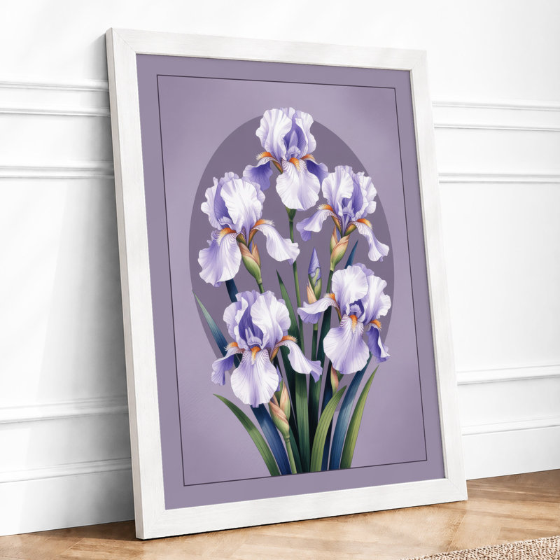 Bearded Irises in Bloom Botanical - Framed Print, A1 - 84.1 x 59.4 cm, White