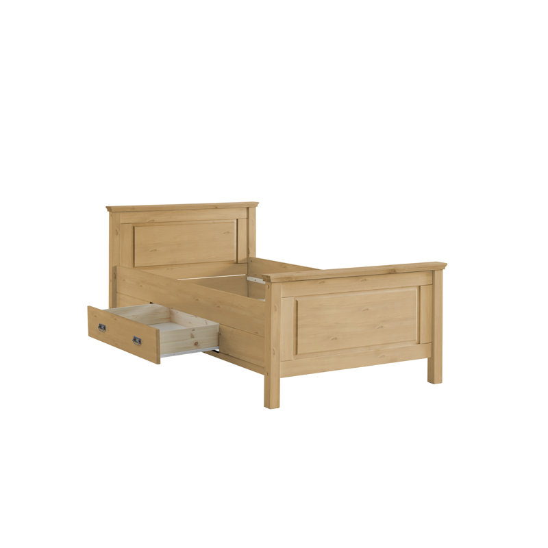 Solid Wood Storage Bed, Lye , 100 x 200 cm