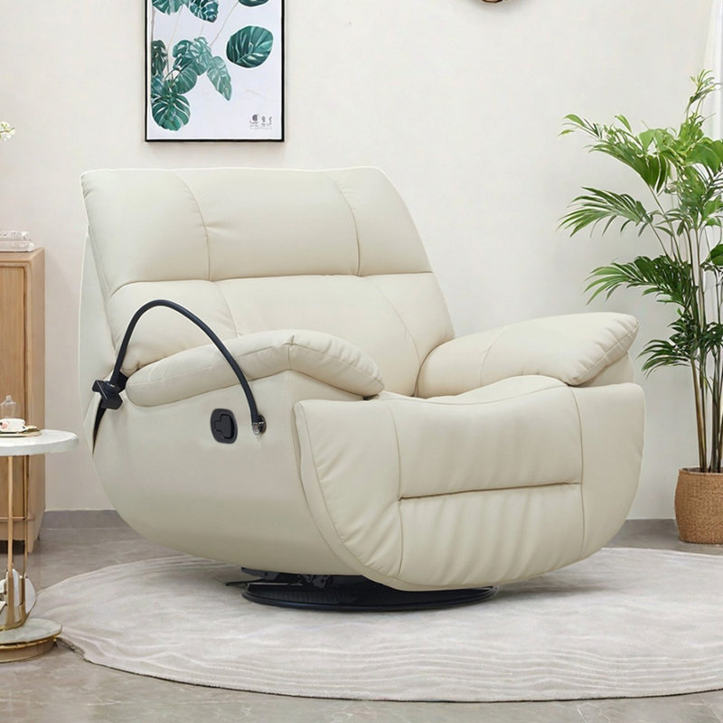 Manual Ergonomic Faux Leather Functional Recliner, Beige
