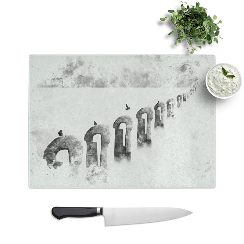 Tempered Glass Perched Pigeons Chopping Board, 28.5 cm x 39 cm