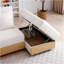Canapé-lit convertible, canapé-lit double pliant multifonctionnel, repose-pieds avec rangement et accoudoir avec boîte et tiroir, table rabattable avec 2 supports pour salon, appartement, bureau, beige-88748215