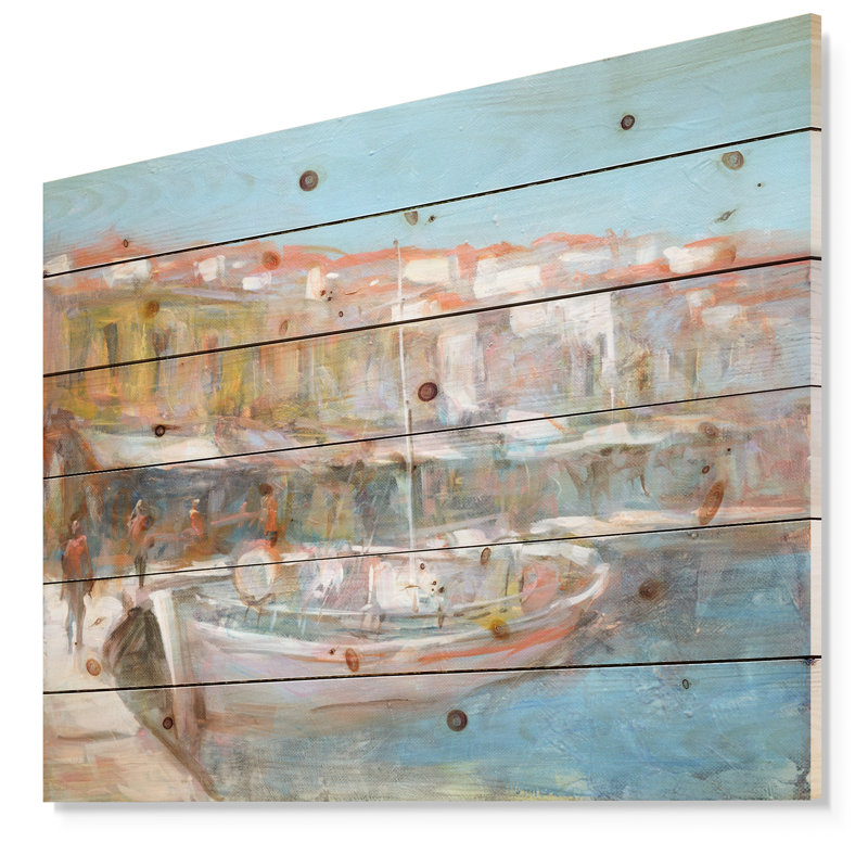 « pêche bateau », impression, H 15 po x l 20 po x P 1 po, Bois