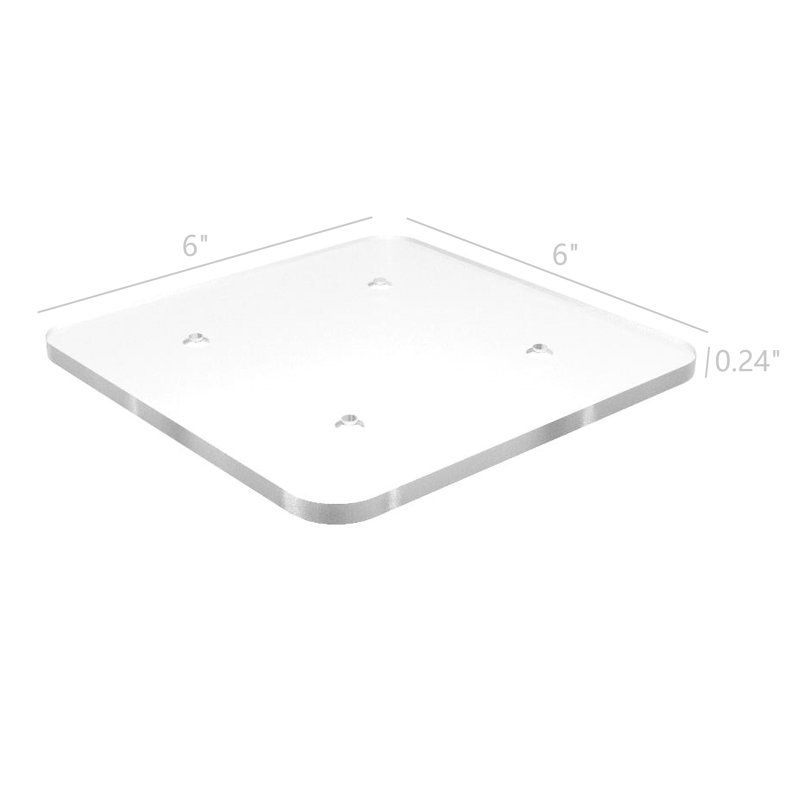Feuille de plexiglas en acrylique transparent de 5 mm d'épaisseur, carrée 6 po x 6 po pré-percée avec 4 fraisoirs