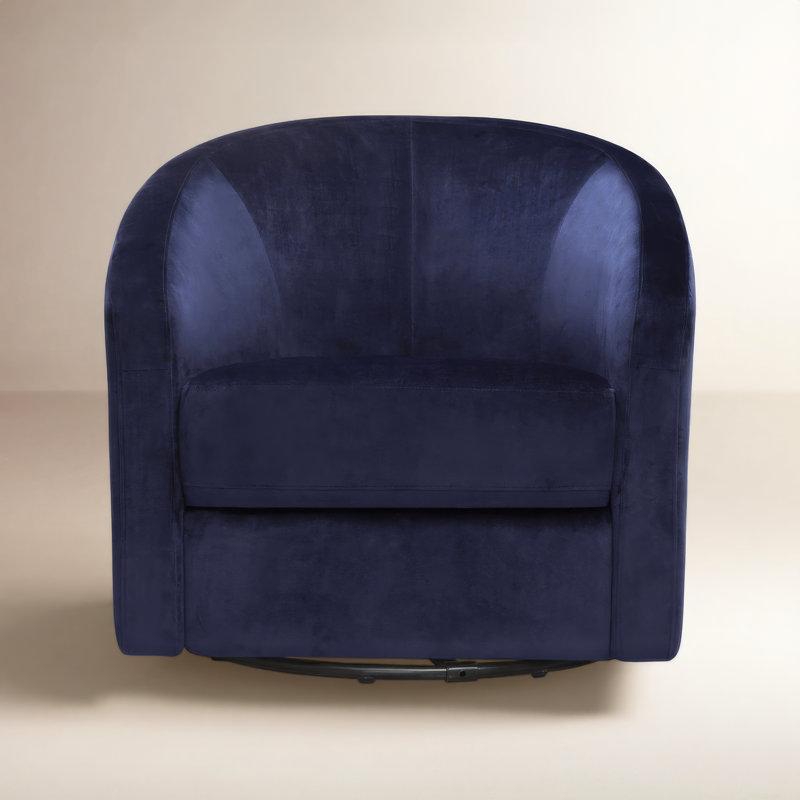 Fauteuil coulissant et pivotant Madison, Tissu en microsuède bleu marine, Noir