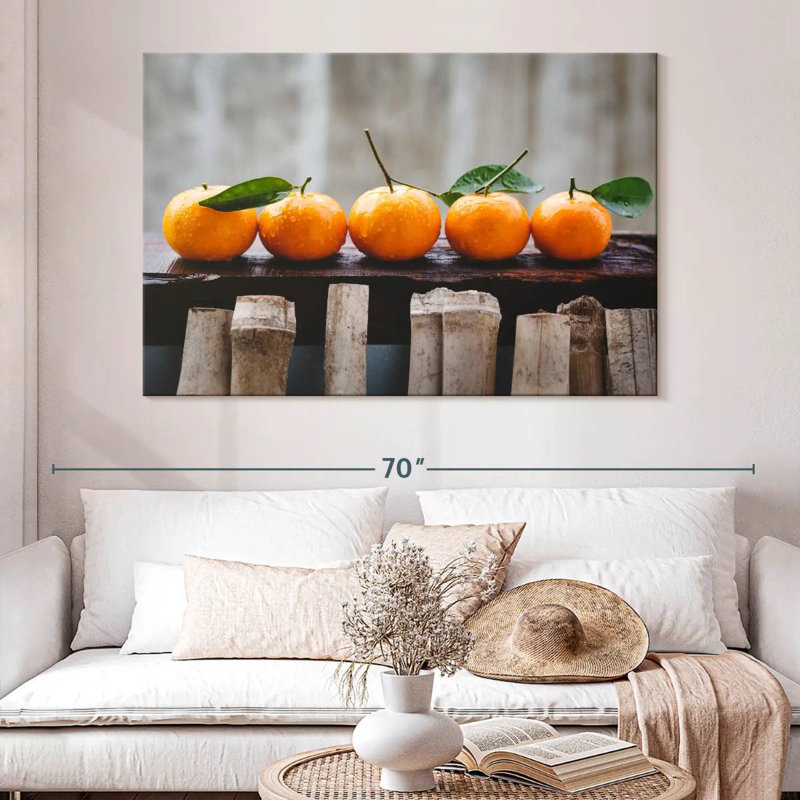 Yarlin mandarine et fruits orange, H 34 po x l 51 po
