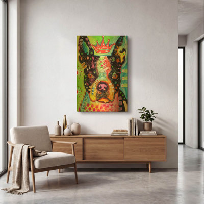 'Boston Terrier Crowned' By Dean Russo Gold Metal Wall Art, 24" x 36"