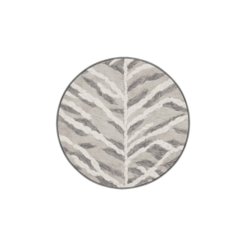 Machine Washable Gray Area Rug, Round 7'