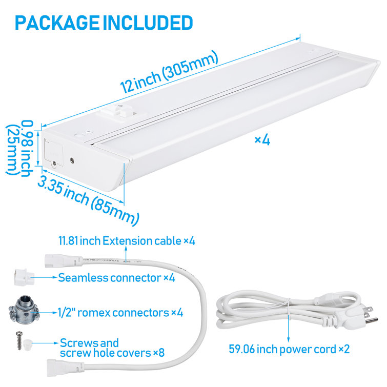 TORCHSTAR LED Safe Lighting Kit, (6) 12 Inch Linkable Light Bars +