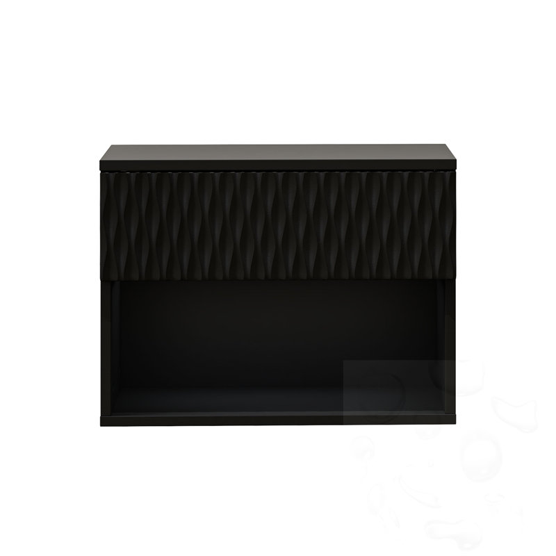 Ensemble de 2 tables de chevet murales avec tablette ouverte, Noir