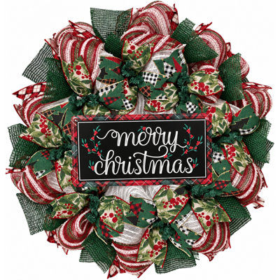 Couronne de Noël artisanale à bordure écossaise