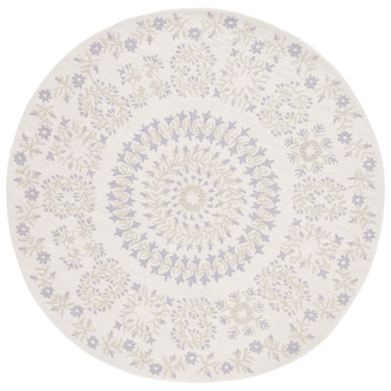 Empire Hand Tufted Indian Wool Floral Rug, Round 6'