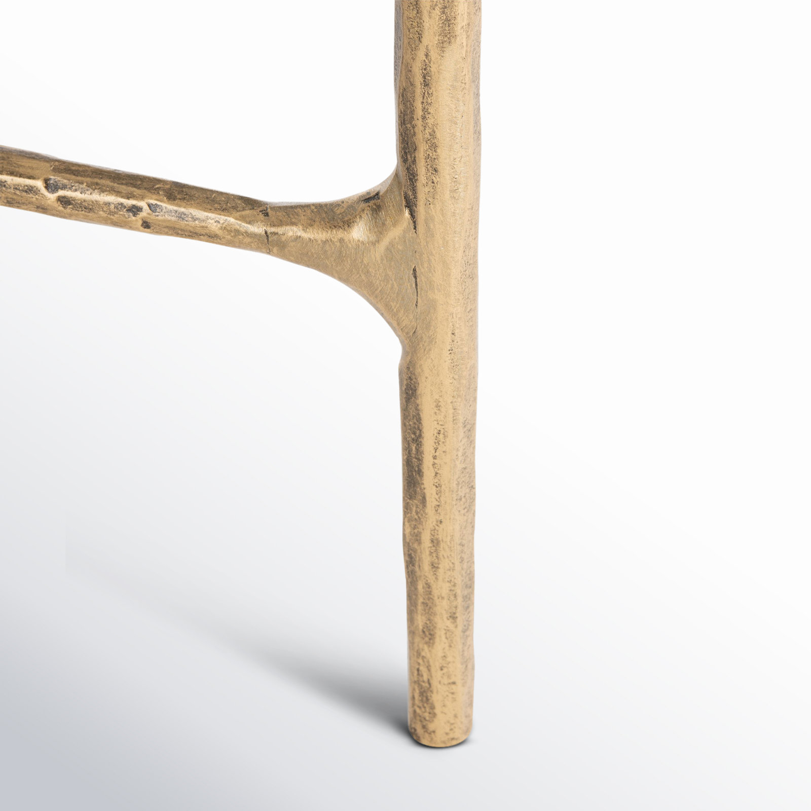 Evelynn Glass Cross Legs End Table, Brass, White Marble
