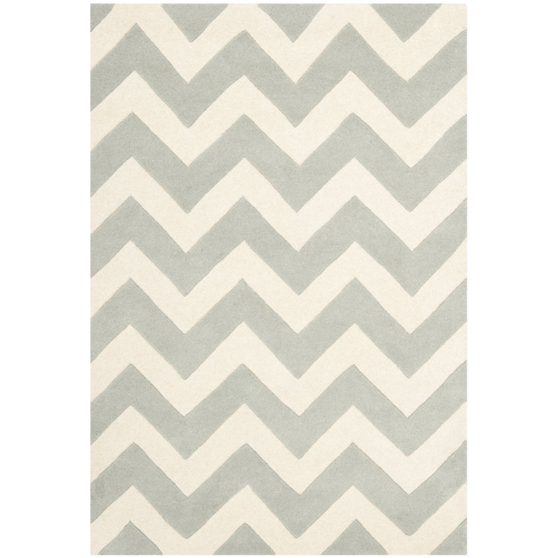 Teresita Hand Tufted Wool Chevron Rug, Rectangle 4' x 6'