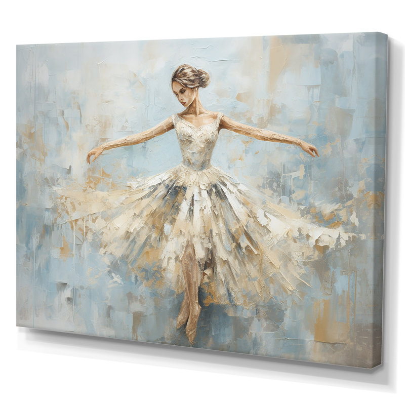 Beige doré minimalisme ballerine - ballet, art mural, H 24 po x l 32 po x P 1 po, Toile tendue