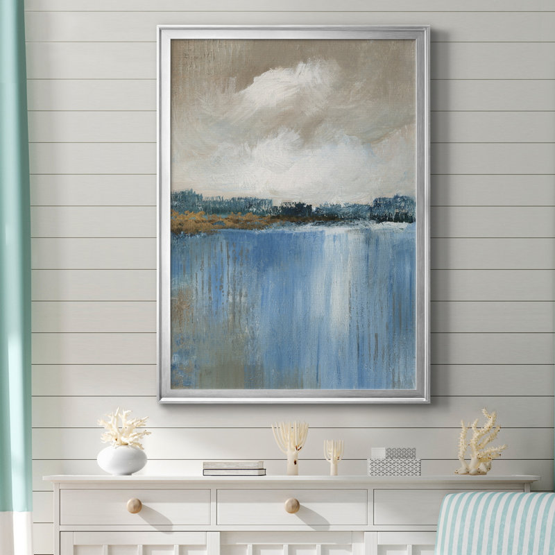 Vent et eau - Peinture encadrée, H 22,5 po x l 30,5 po x P 1,5 po, Toile avec cadre argenté, Pas de tapis