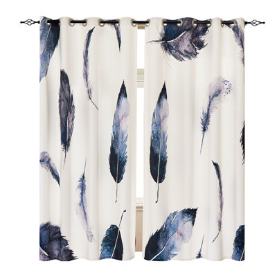 Feather Polyester Room Darkening Curtains Pair (Set of 2)