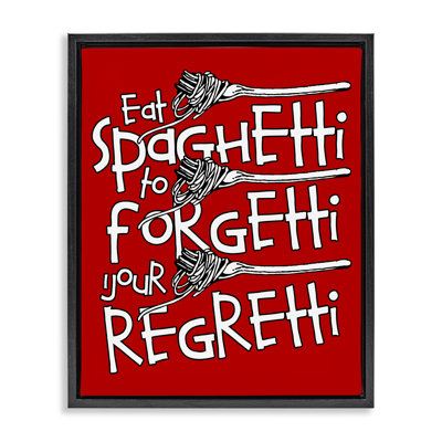 "Drôle de manger des spaghettis", art mural encadré flottant par Ahmad