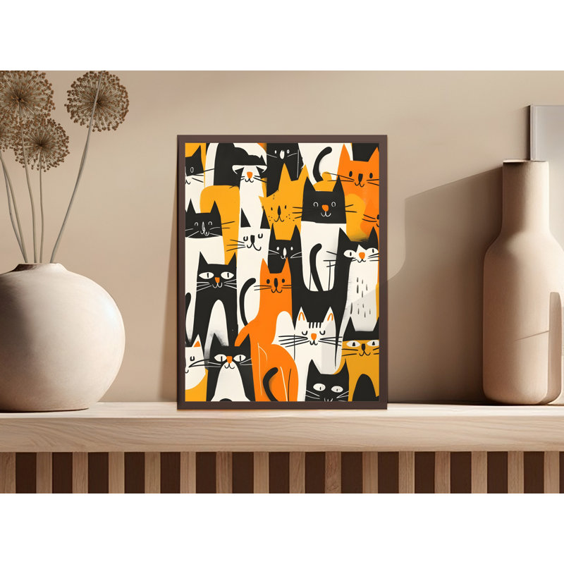 Funny Cats Wall Art, Cute Cat Print, Modern Art, Home Decor, Cat Lover Gift, Pet Portrait, Framed Art, Multiple Sizes