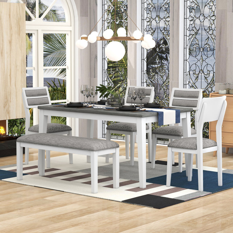Ensemble de salle à manger classique avec table trapézoïdale et chaises ergonomiques
