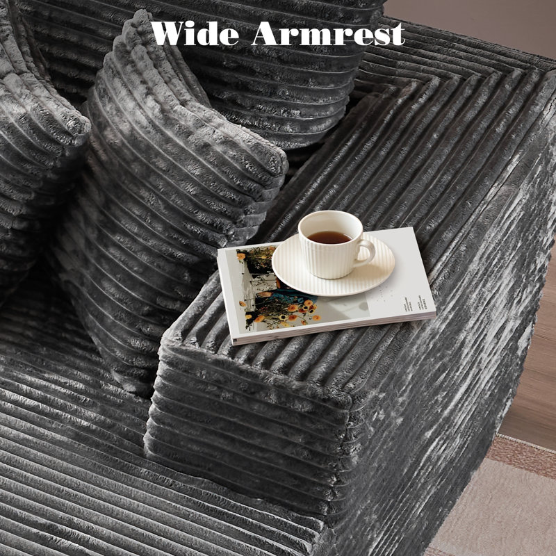 2 - Piece Upholstery Boneless Compression Sectional, Convertible Cloud-Like Sofa with No Assembly, Right Hand Facing, Gray 