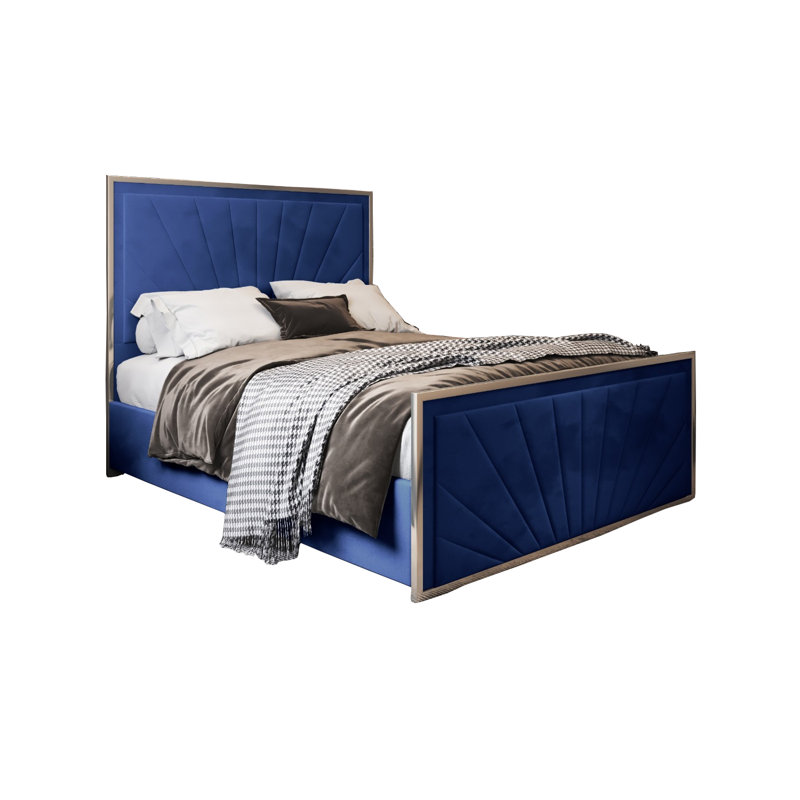 Anterrius Upholstered Bed, Double (4'6), Blue