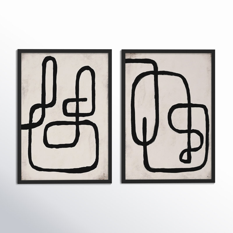 Linework Painting by StudioM, Black Framed Paper, 20" H x 28" W x 1.25" D