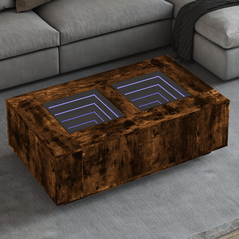 Dallman Coffee Table, Clear/Smoked Oak, Smoked Oak