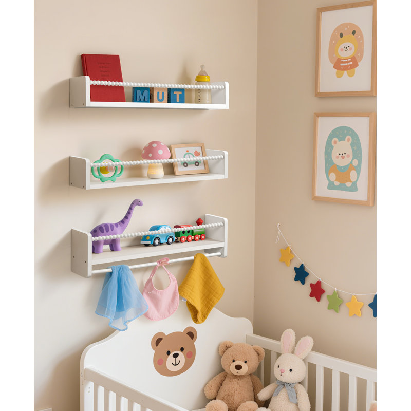 Ensemble de 3 étagères à livres pour chambre de bébé, H 5,9 po x l 23 po x P 4,7 po, Blanc