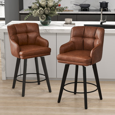 Tabouret de bar 26 po pivotant sur 360 ° à hauteur de comptoir 26 pi, chaises de îlot de cuisine avec pieds en bois