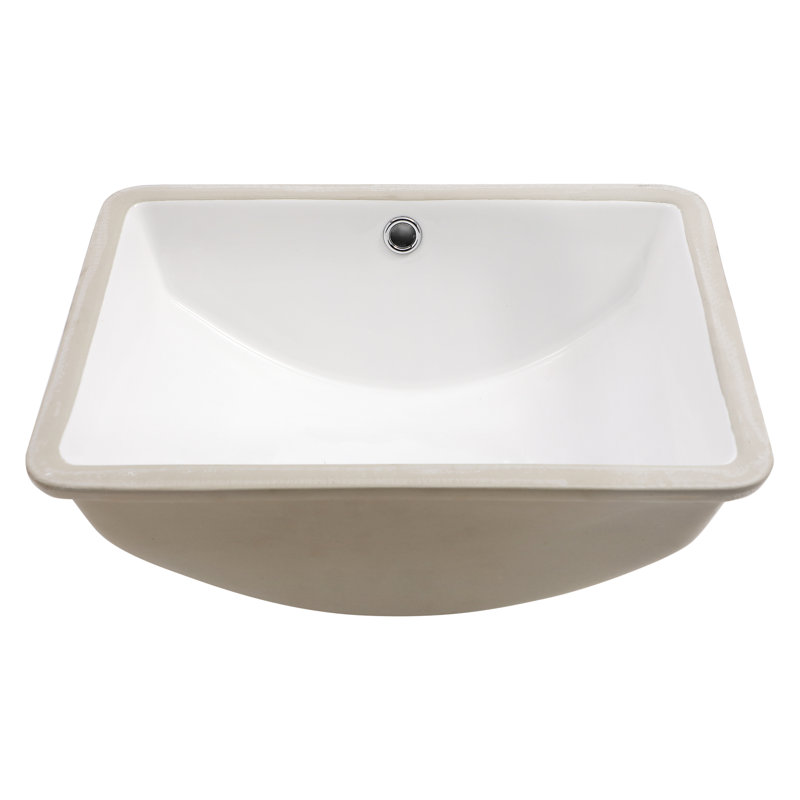 Modern White Ceramic Rectangular Undermount Bathroom Sink With Overflow - 18.5"X14", Elegant For Office And Use 18.5"X14" Undermount, Stain , Various Spaces