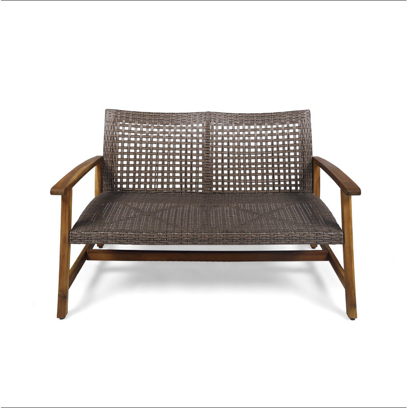 Hampton Wood + Wicker Loveseat, Brown