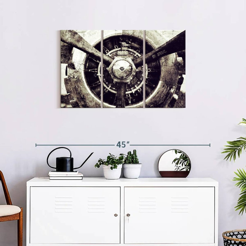 Ensemble d'hélices rétro sur toile 3 pièces, H 20 po x l 33 po