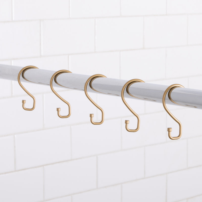 Metal Rust Resistant Shower Curtain Hook, Brass