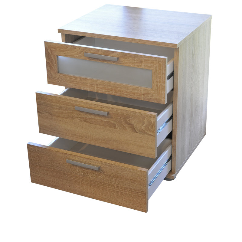 Ahart 45cm W Manufactured Wood Bedside Table, Oak