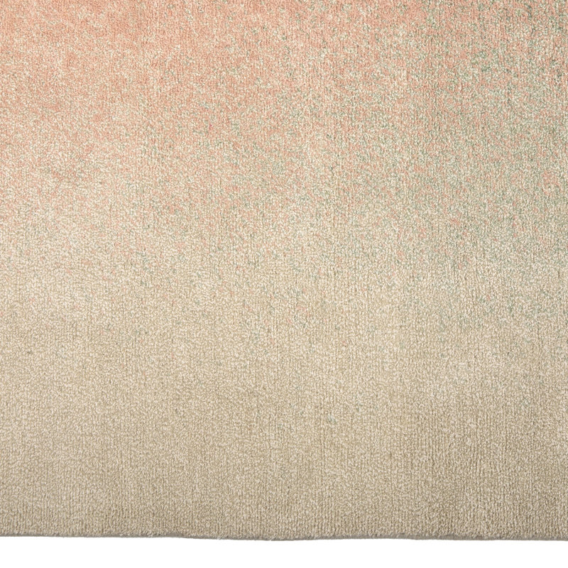 Contemporary Wool Blend Rug, Rectangle 10' x 14', Green Pink