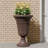 2-Pack Trophy Shaped Pedestal Planters, 23.6" Tall Outdoor Urn Flower Pots With Solid Base, Elegant Pattern, Weather-Resistant HDPE-116832555