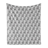 Ambesonne Jellyfish Fleece Throw Blanket Zentangle Ocean Creature  Charcoal Grey and White