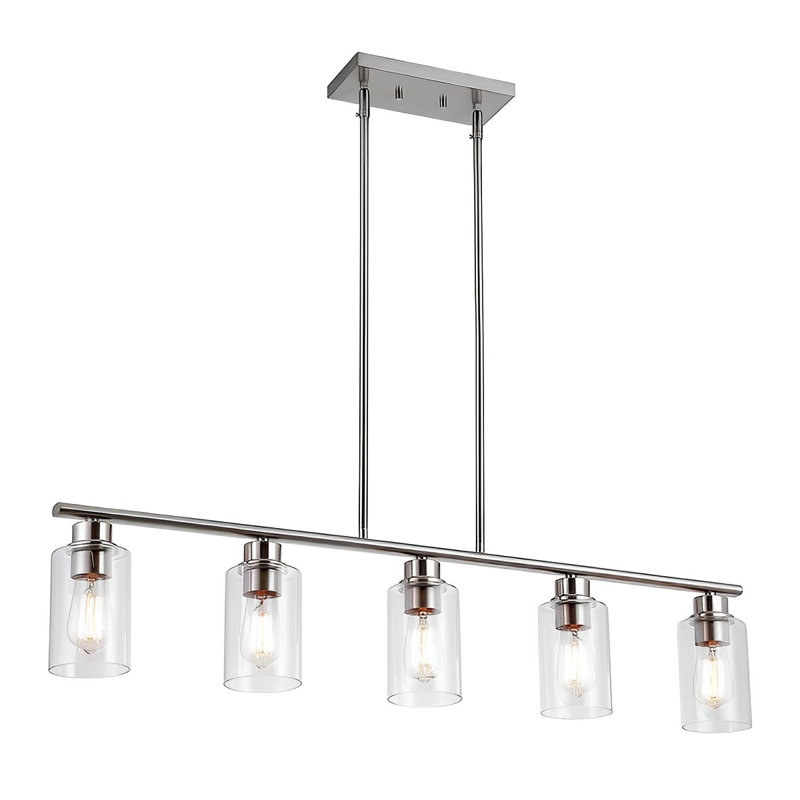 Luminaire suspendu pour îlot de cuisine 5 lumières Asa, Nickel brossé