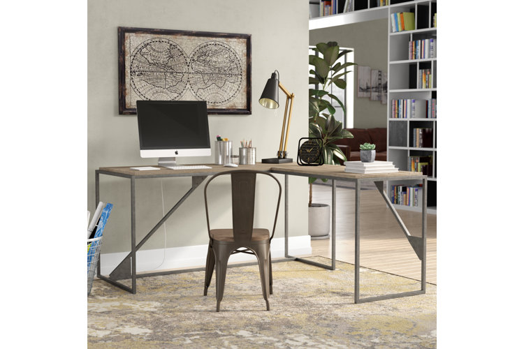 L-shaped industrial-style desk