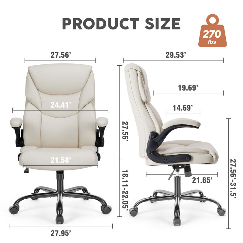 Chaise de bureau avec appui-tête Jamschid, Blanc